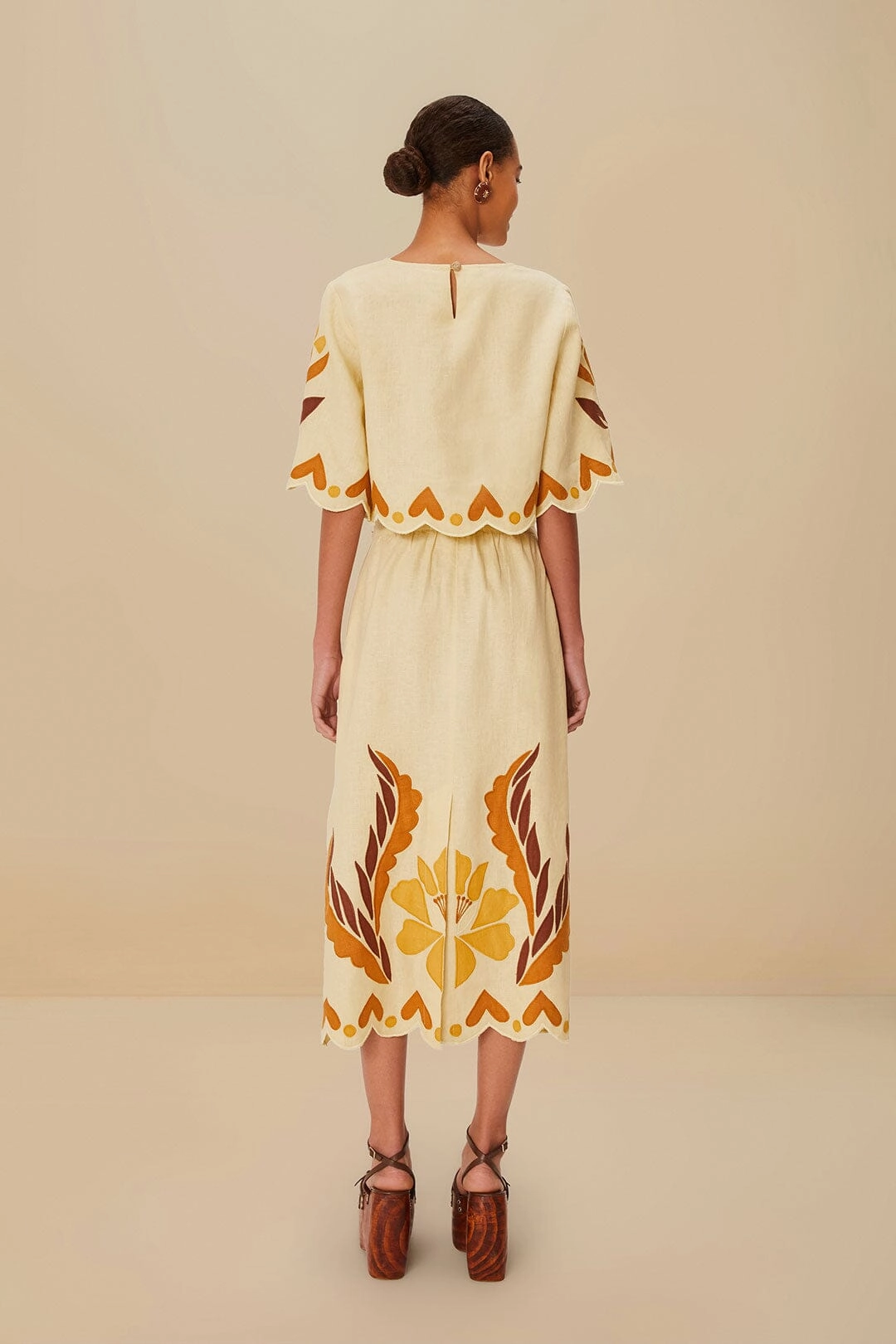 Fashion Detail Sand Summer Cutwork Euroflax? Premium Linen Skirt