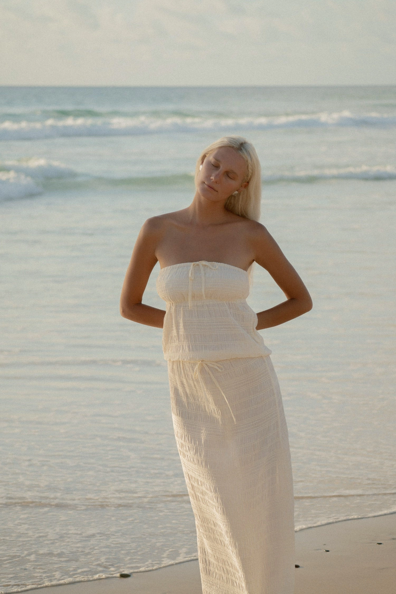 Sandy Cove Midi Skirt Natural Easy Style Sporty Edge