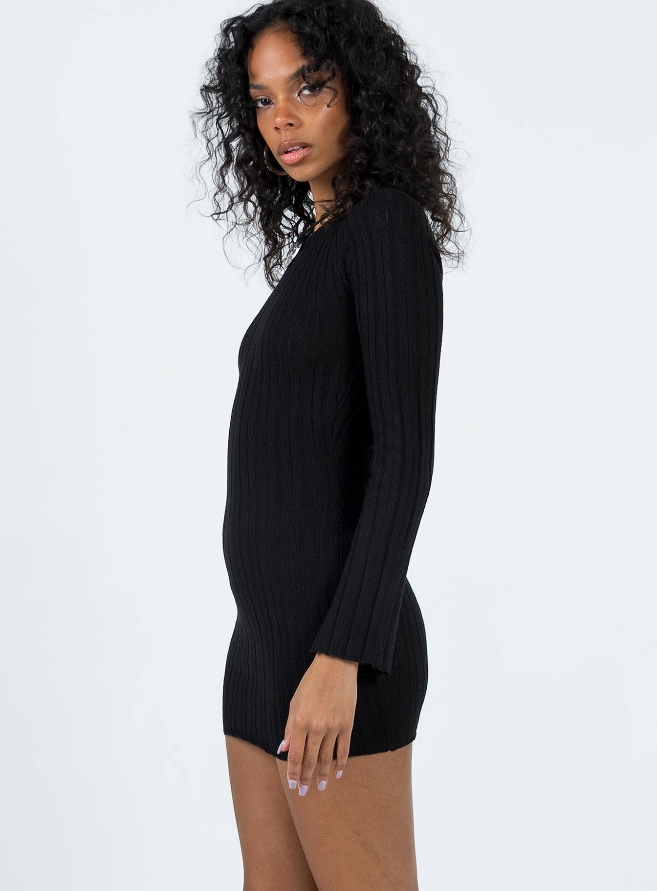 Fitted Mood Santorini Knit Mini Dress Black