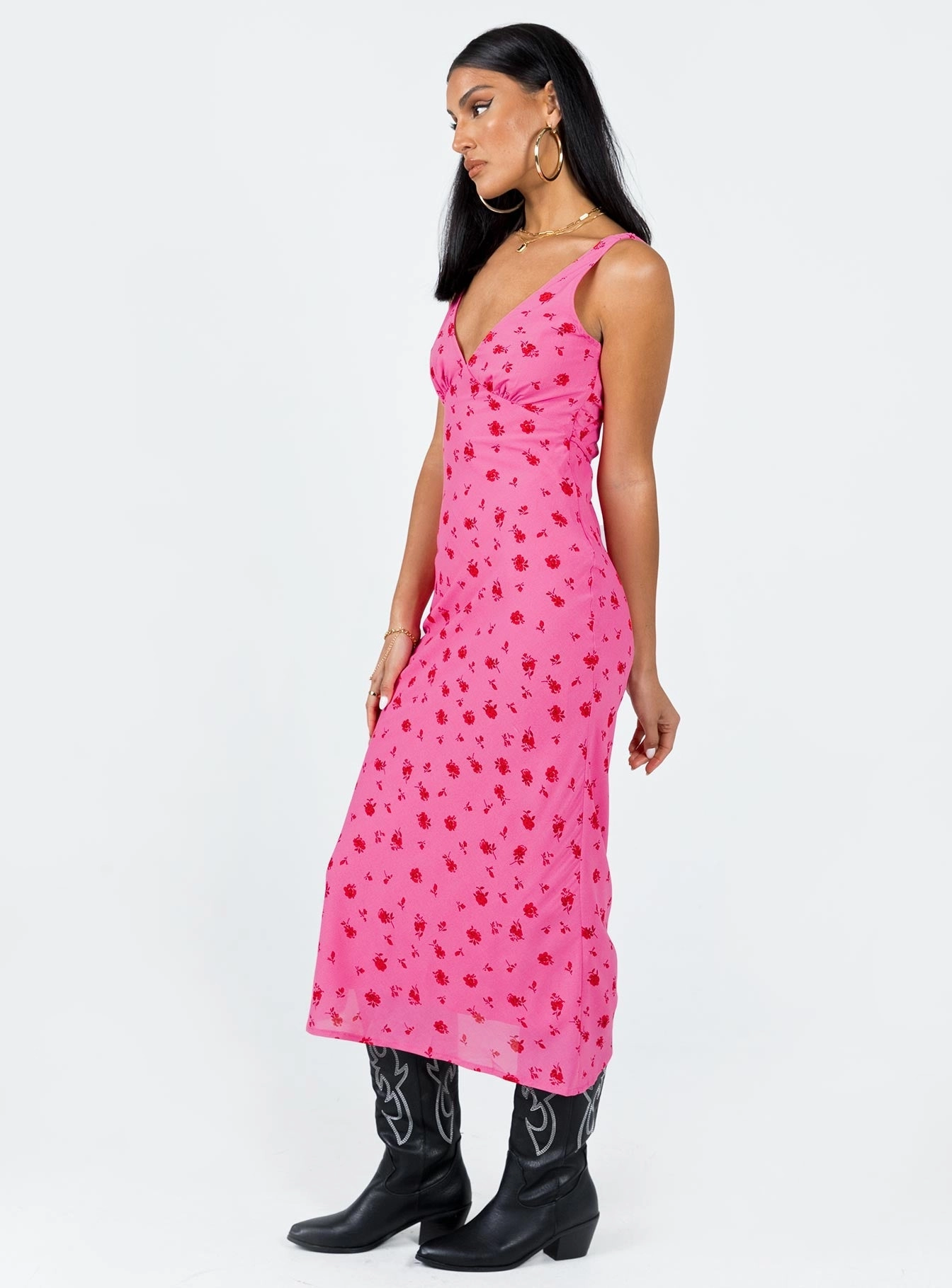 Sariah Midi Dress Pink Floral Fresh Color