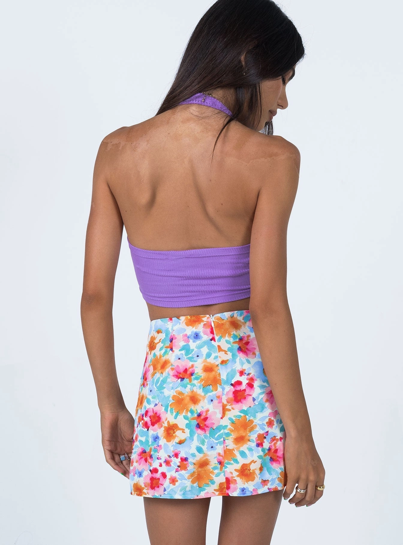 Selby Mini Skirt Light Blue Floral Quick Wear