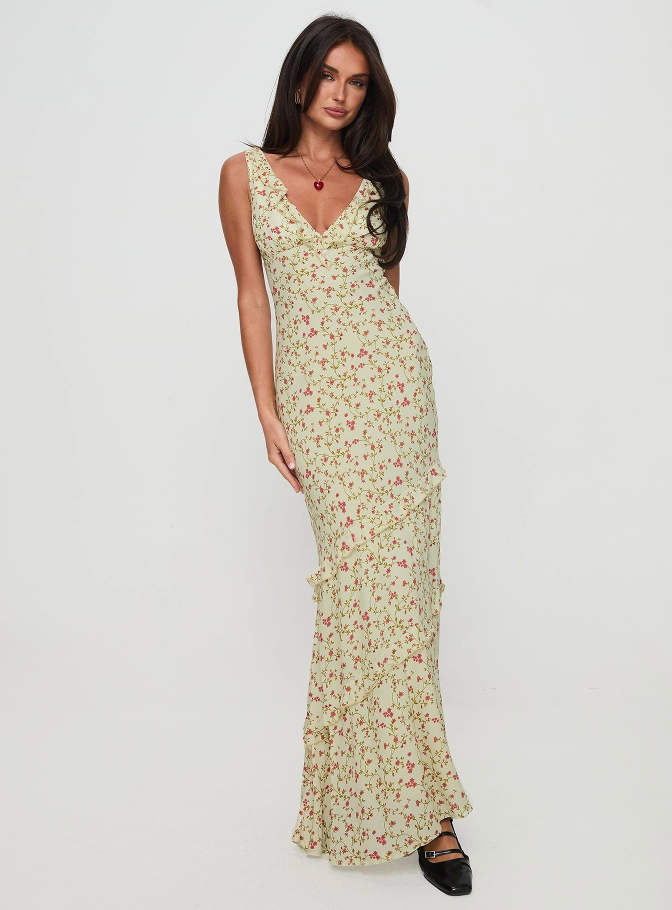 Ridgewood Maxi Dress Beige Floral Youthful Feel Chic formal attire