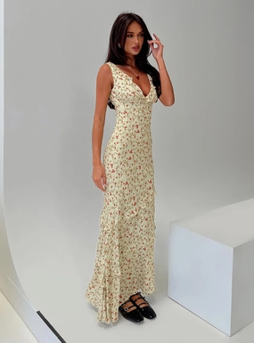 Polished Finish Ridgewood Maxi Dress Beige Floral