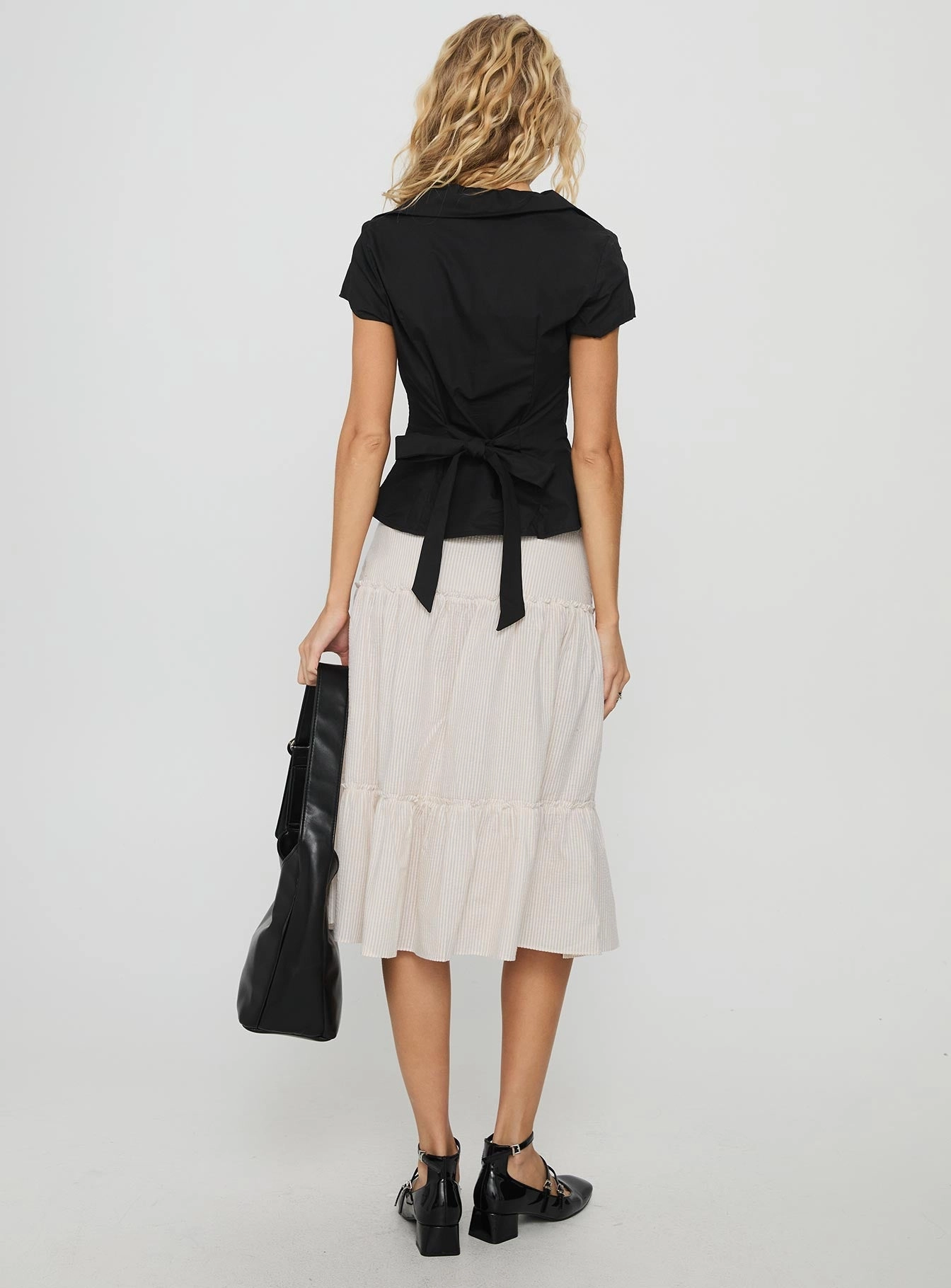 Holiday Travel Cascades Low Rise Midi Skirt Beige / White Stripe