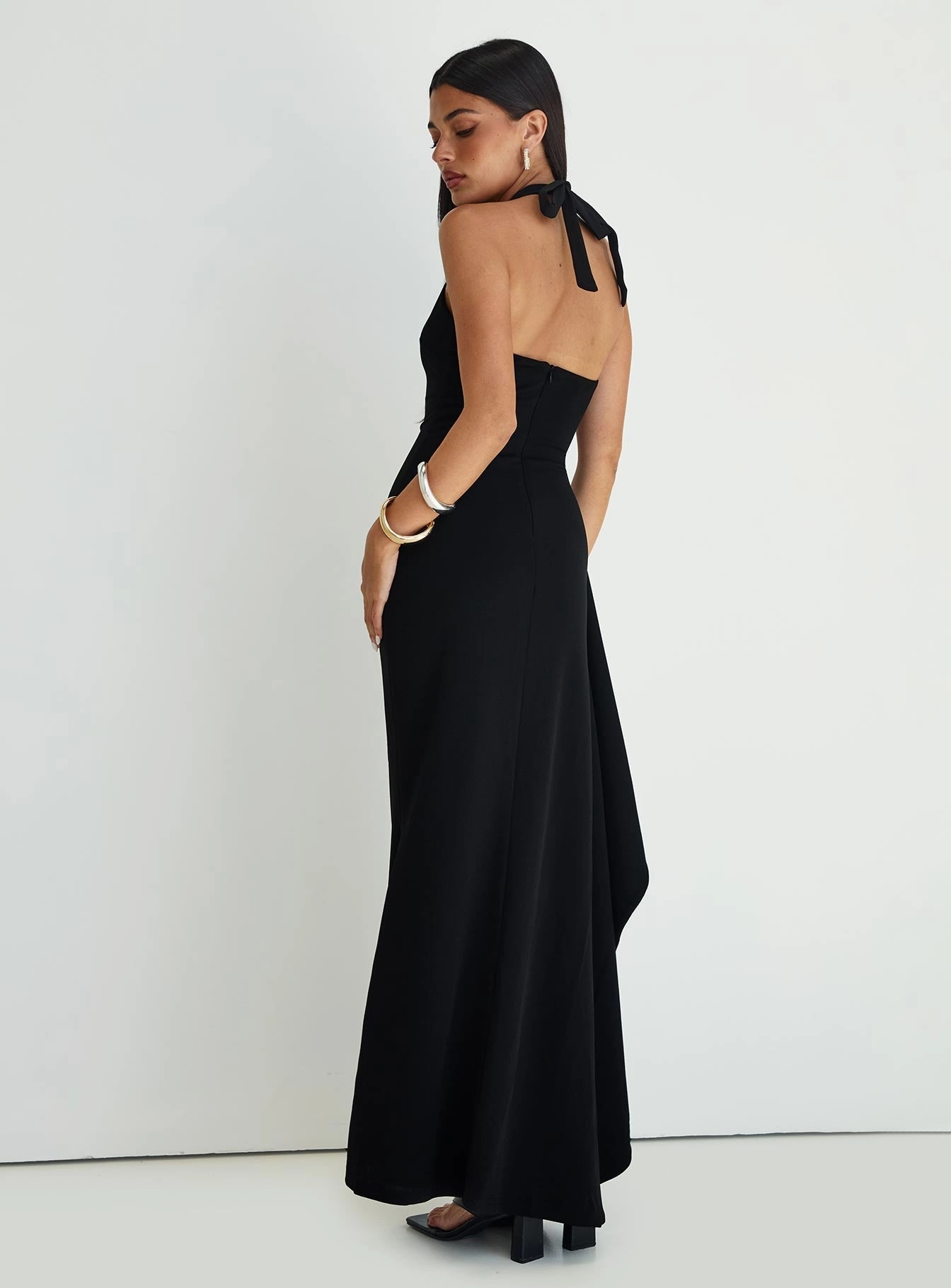Guisefene Halter Maxi Dress Black Vibrant Colors