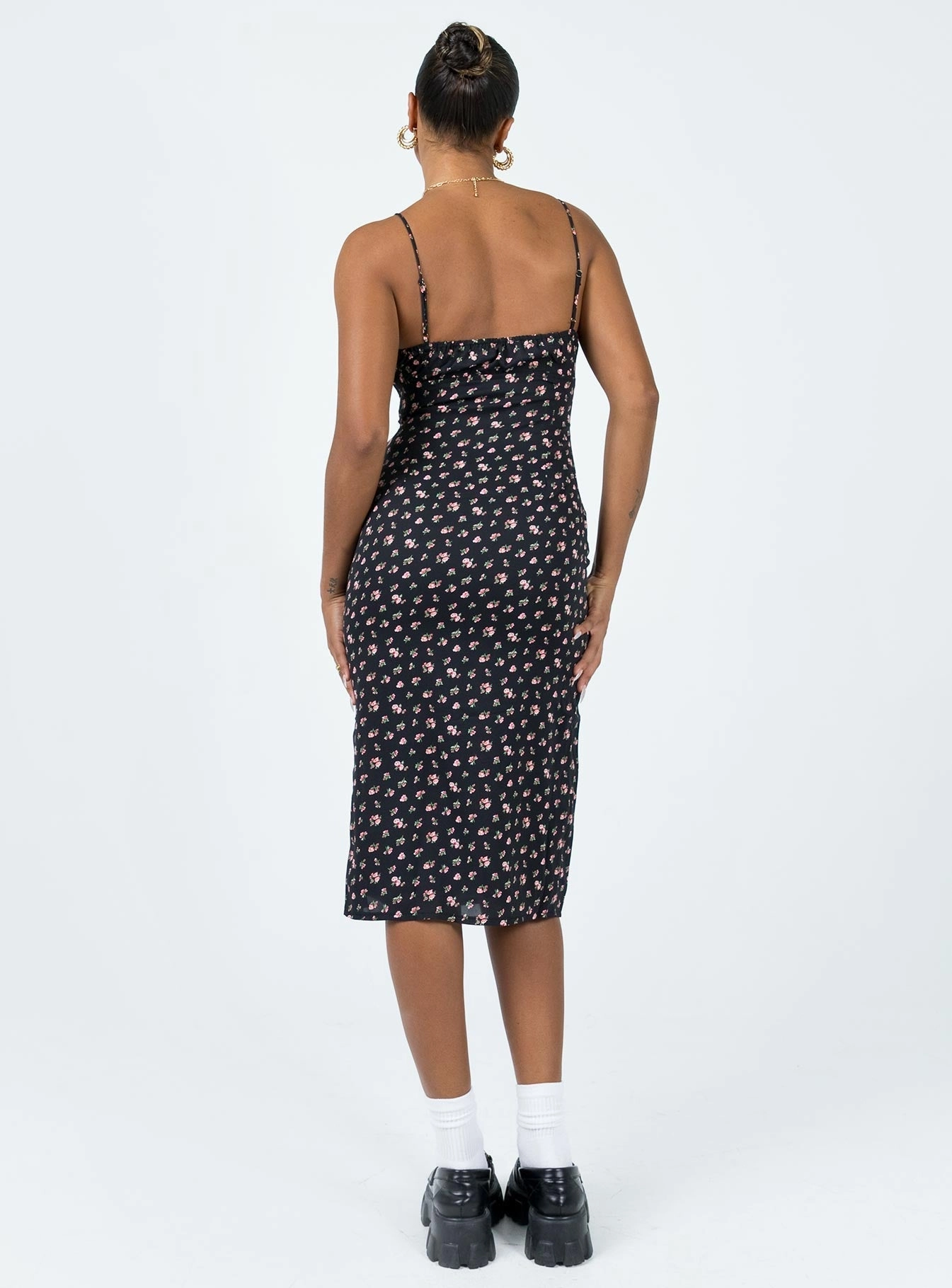spring fashion Noda Midi Dress Black / Floral