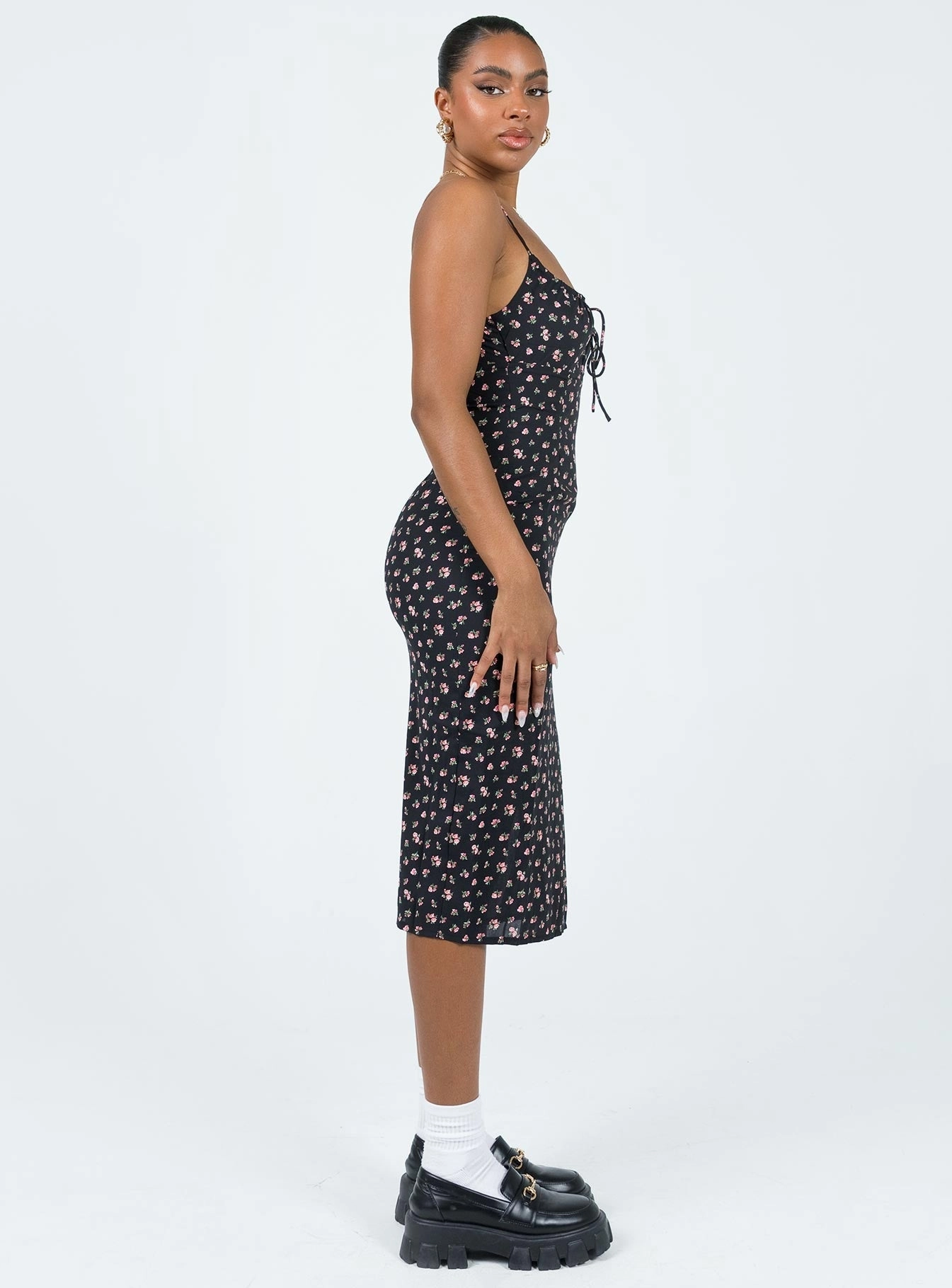 Daily Mood City Rhythm Noda Midi Dress Black / Floral
