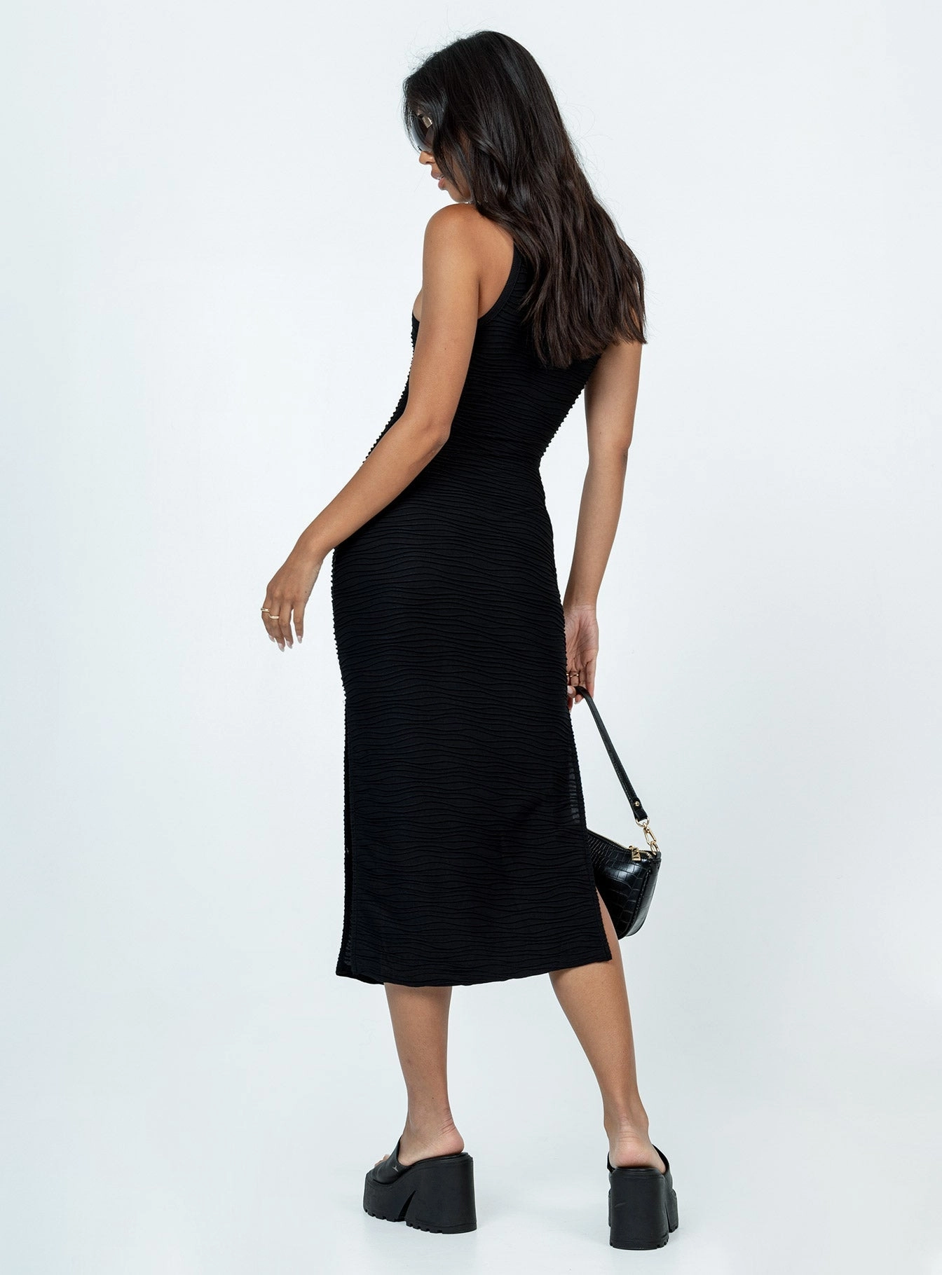 Lazar Midi Dress Black Studio Style Luxury-Fabric