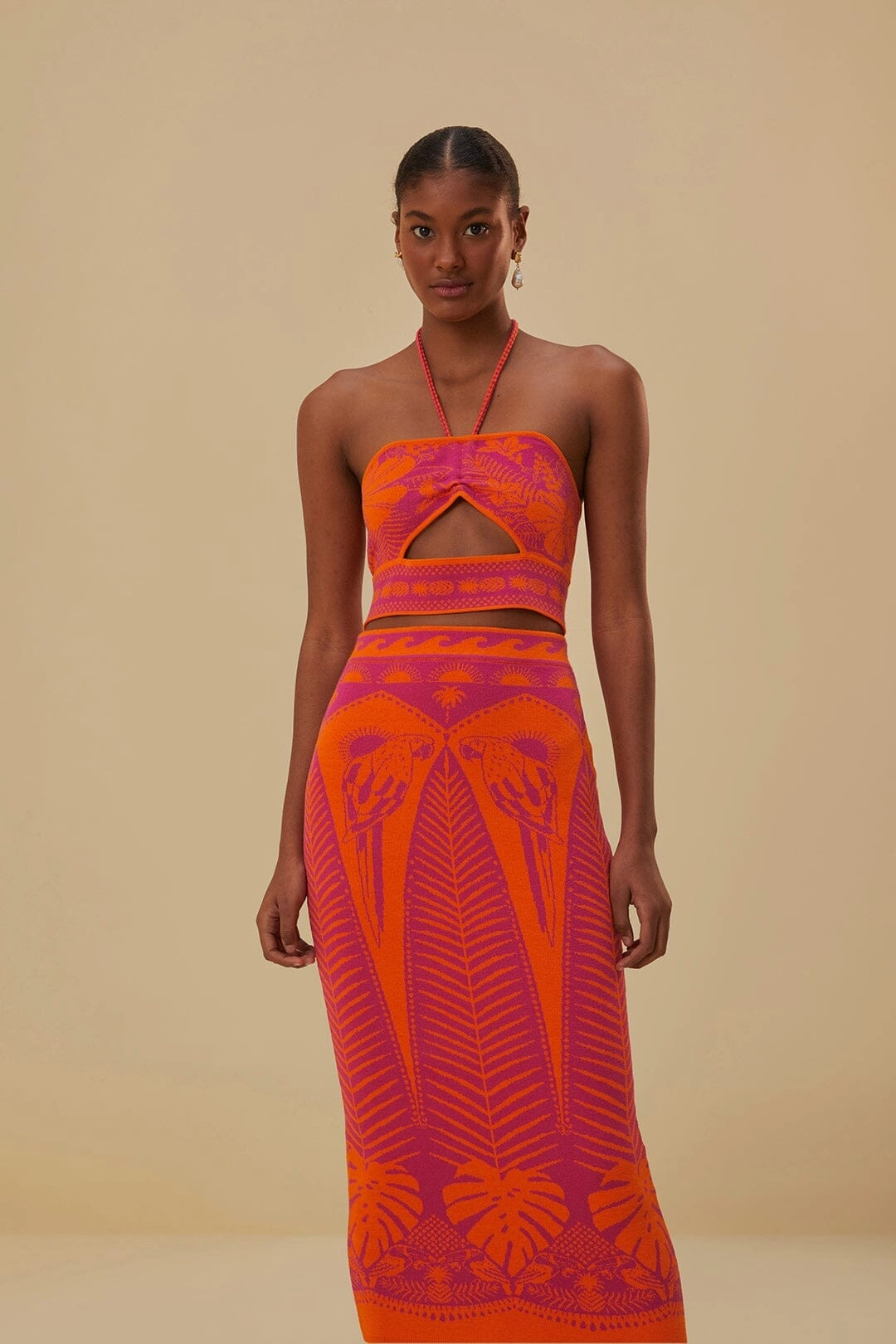Exclusive Drop Pink Macaw Elegance Knit Skirt