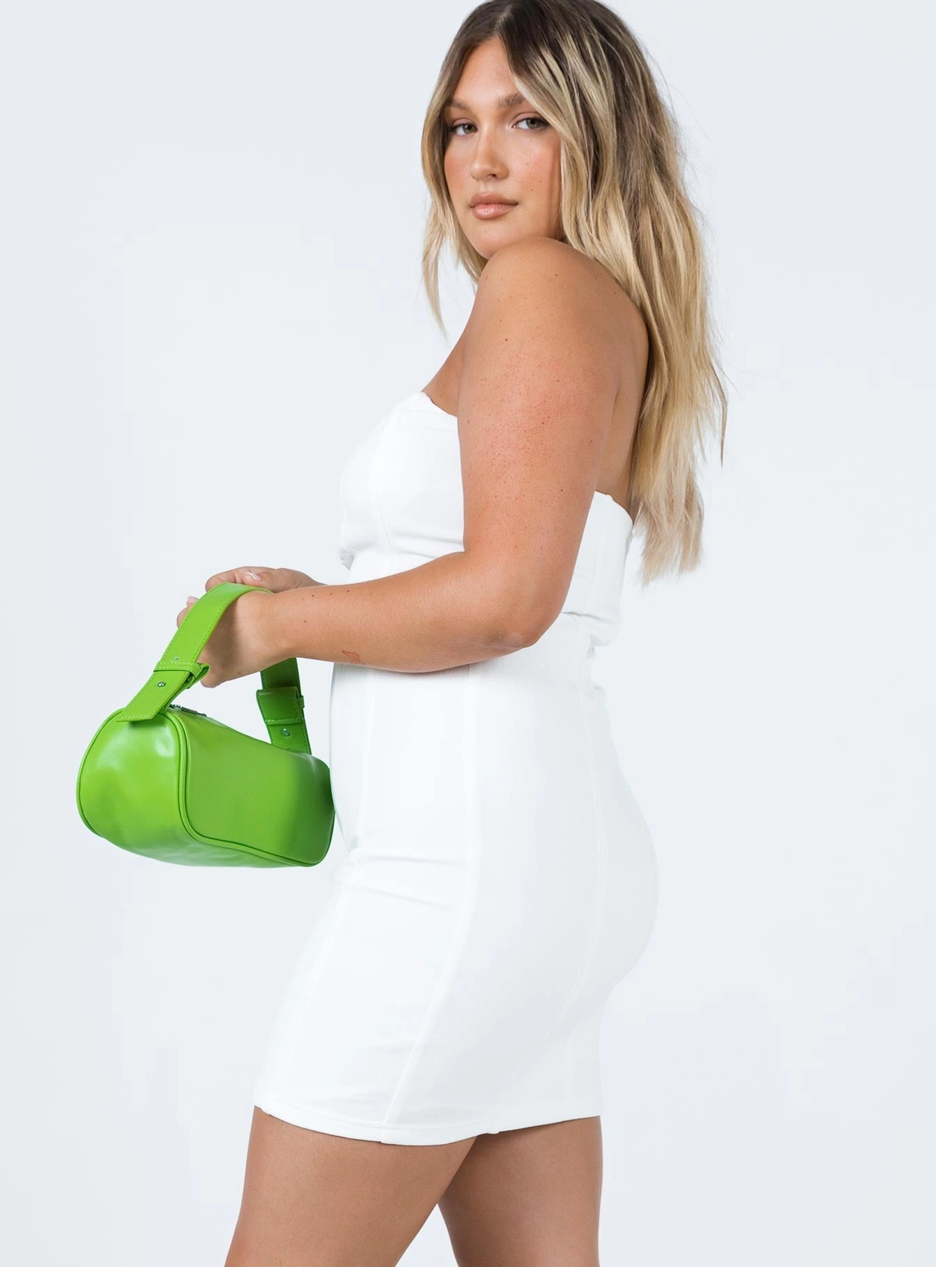Tristian Mini Dress White Floating Shape Side Slit