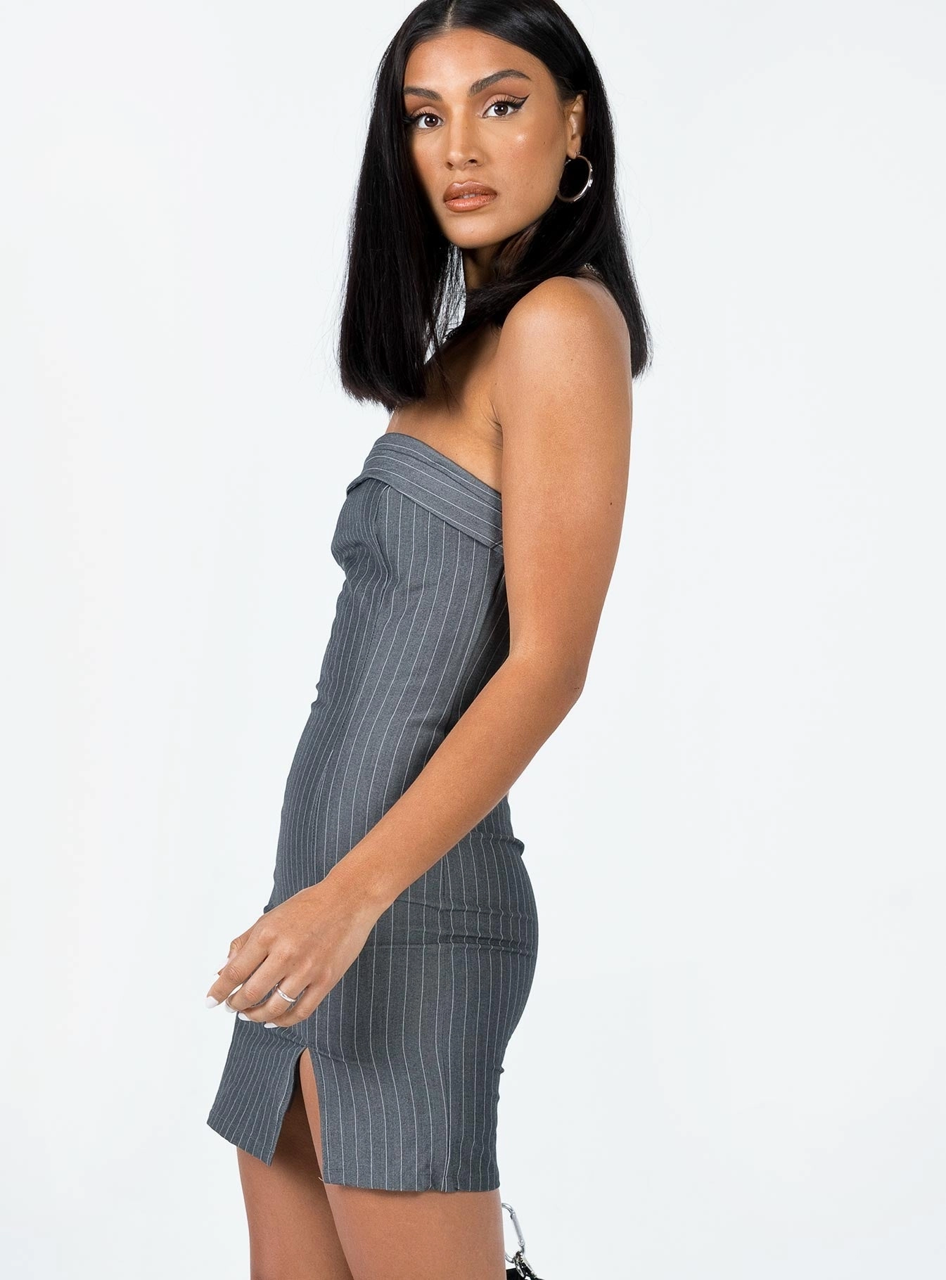 Smart Casual Love Glow Sebastian Strapless Mini Dress Grey