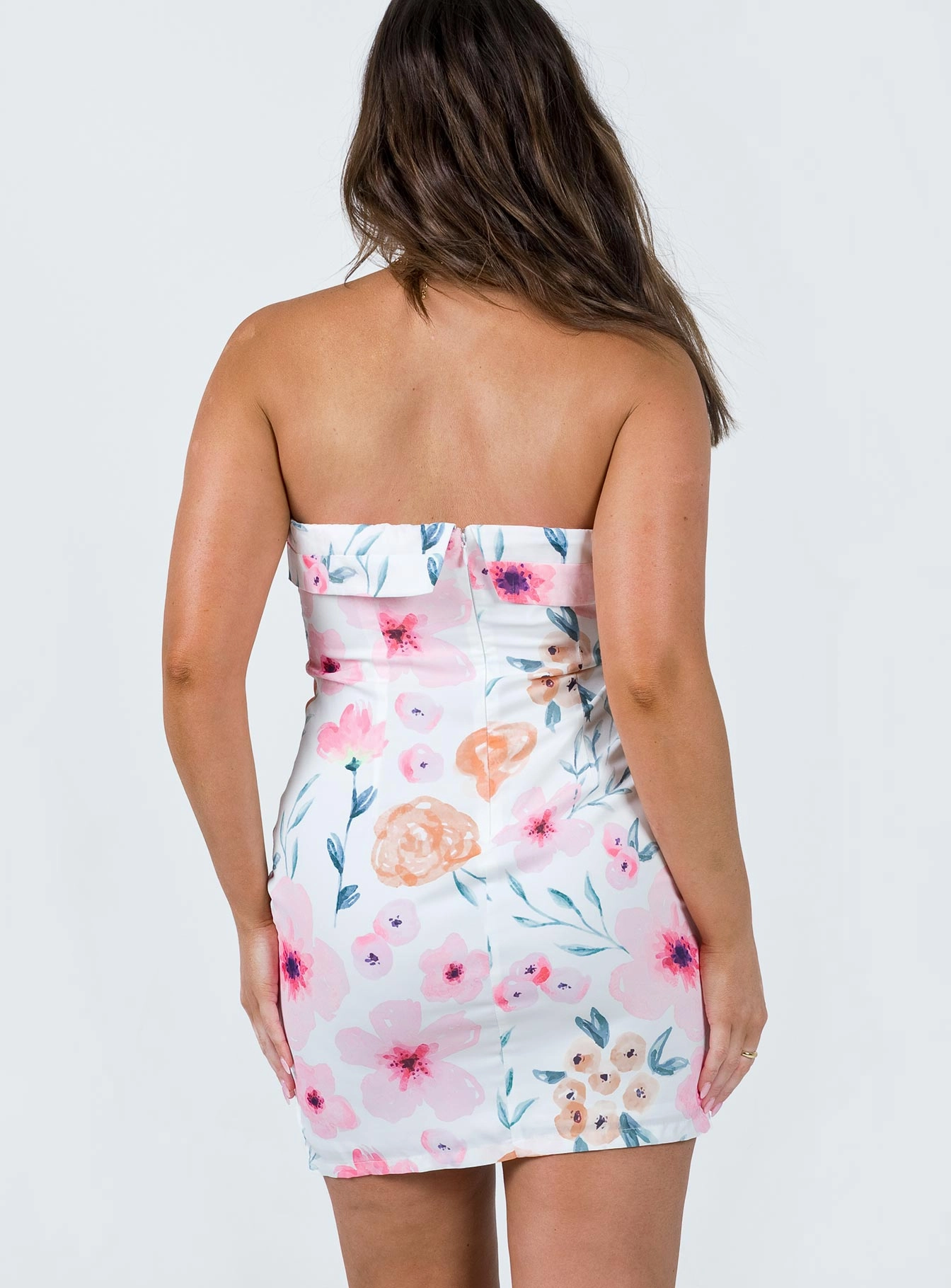 Sebastian Strapless Mini Dress Pink Floral Modern Touch