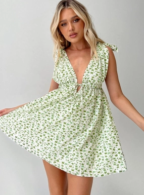 Flattering Comfort Wear Timeless Fashion Seersucker Mini Dress Green Multi