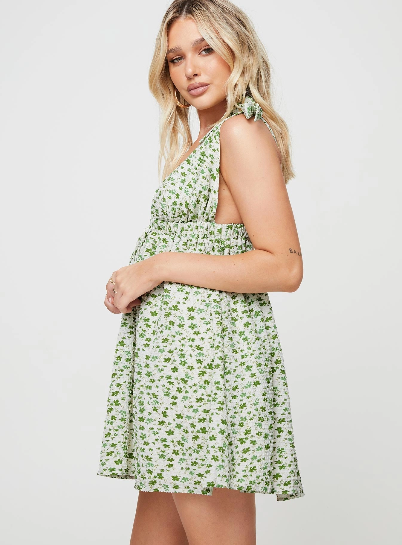Seersucker Mini Dress Green Multi Smart touch