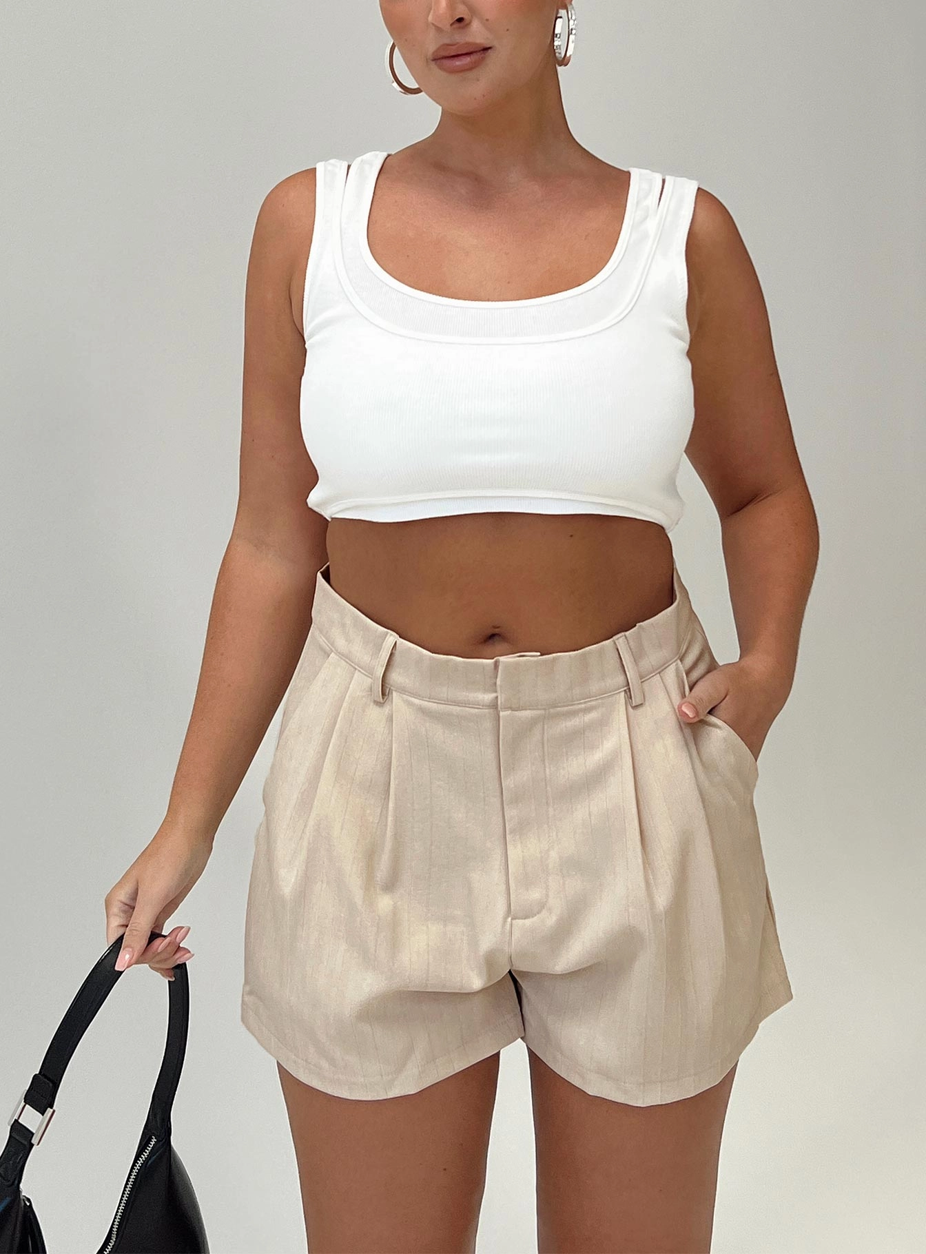 Seize The Day Shorts Beige button-down look