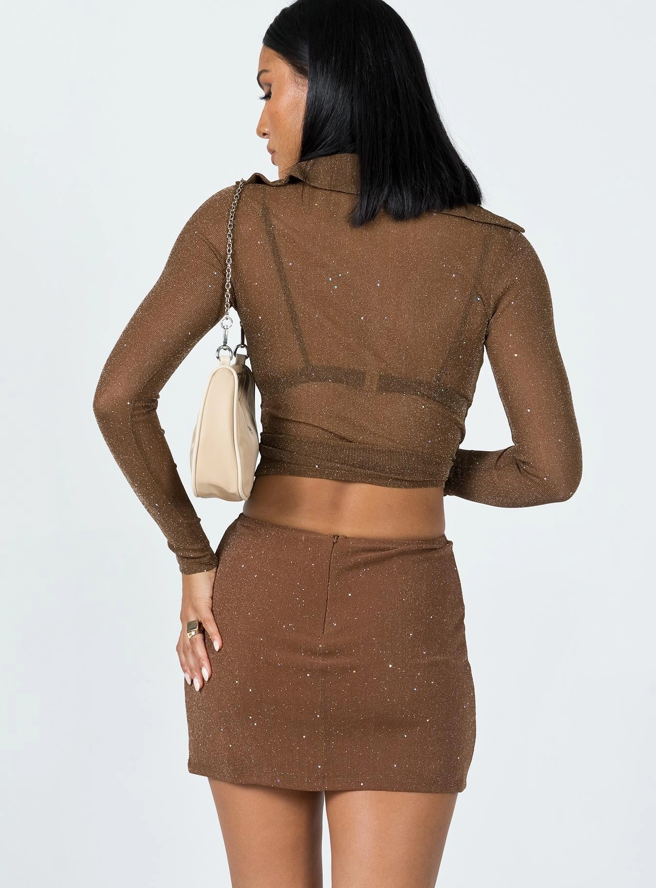 Street Attire Selby Mini Skirt Brown Glitter