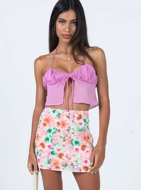 Outfit Essence Asymmetrical Cut Selby Mini Skirt Yellow Floral