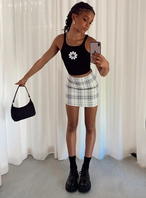Timeless Touch Elastic hemline Selby Mini Skirt Yellow Plaid