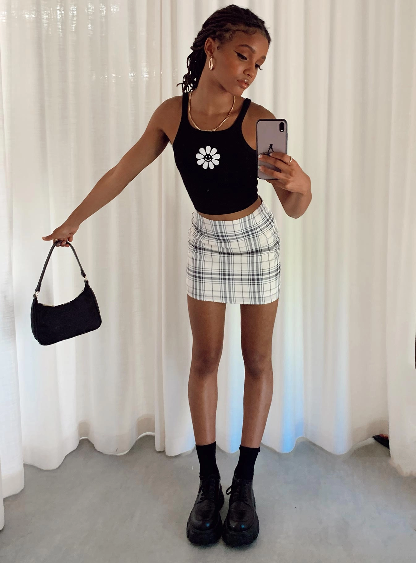 Timeless Touch Elastic hemline Selby Mini Skirt Yellow Plaid