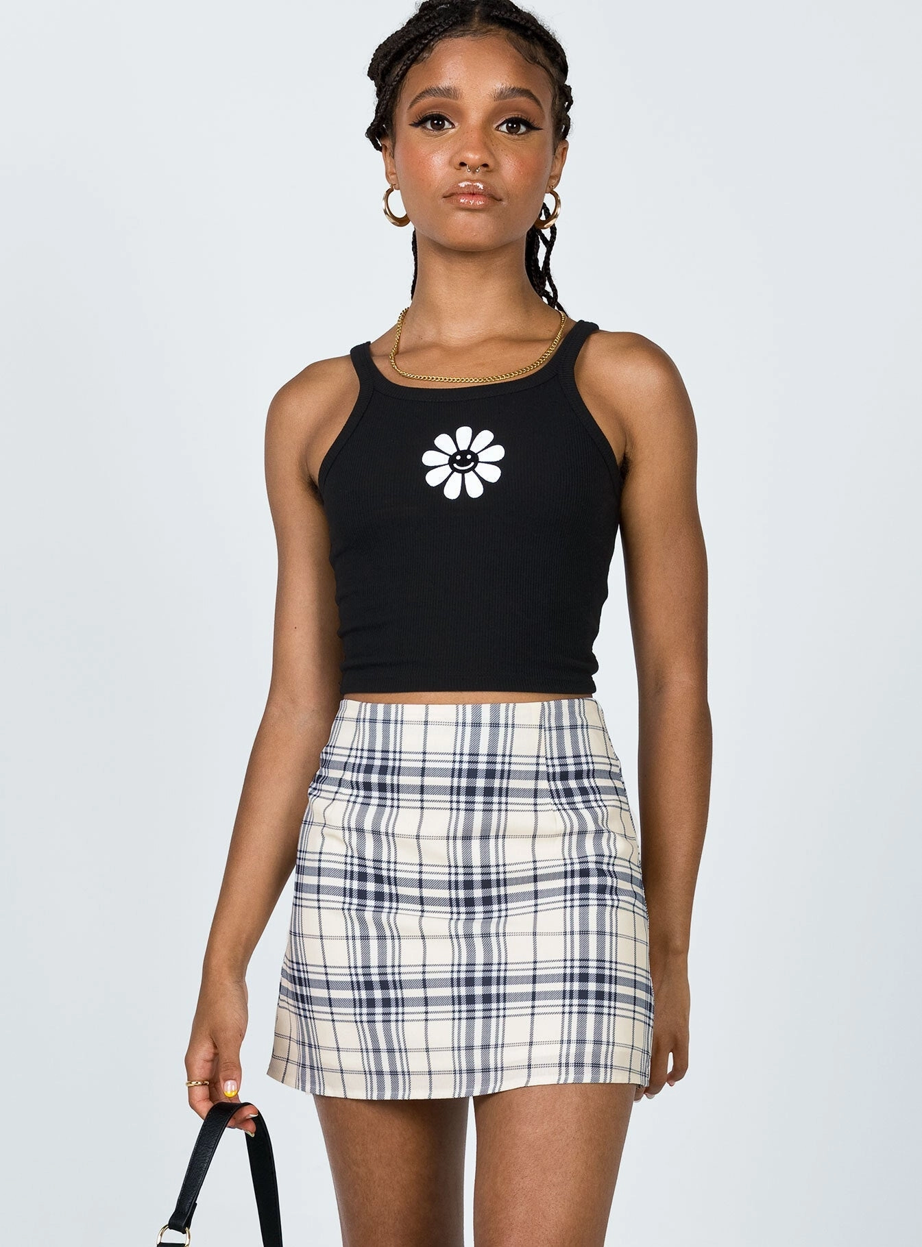Back Slit Selby Mini Skirt Yellow Plaid