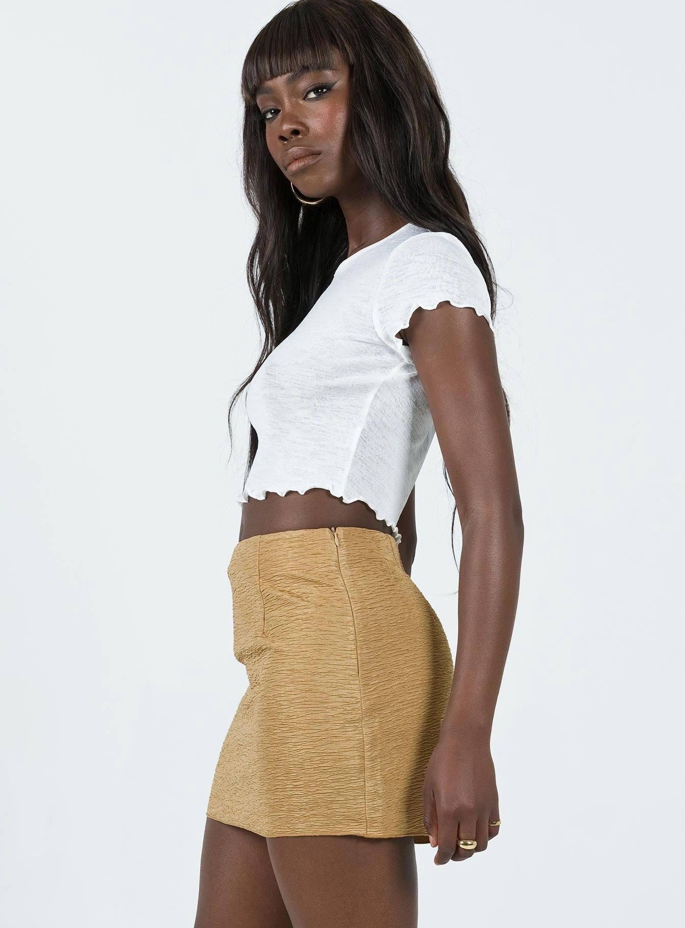 Tropical theme Selby Textured Mini Skirt Beige