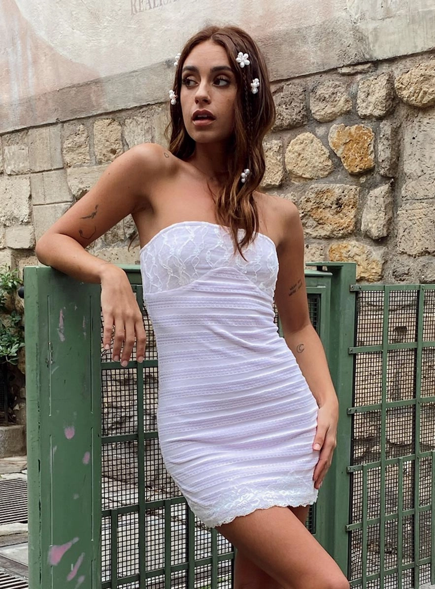 Sera Strapless Mini Dress Purple / White Style Blend