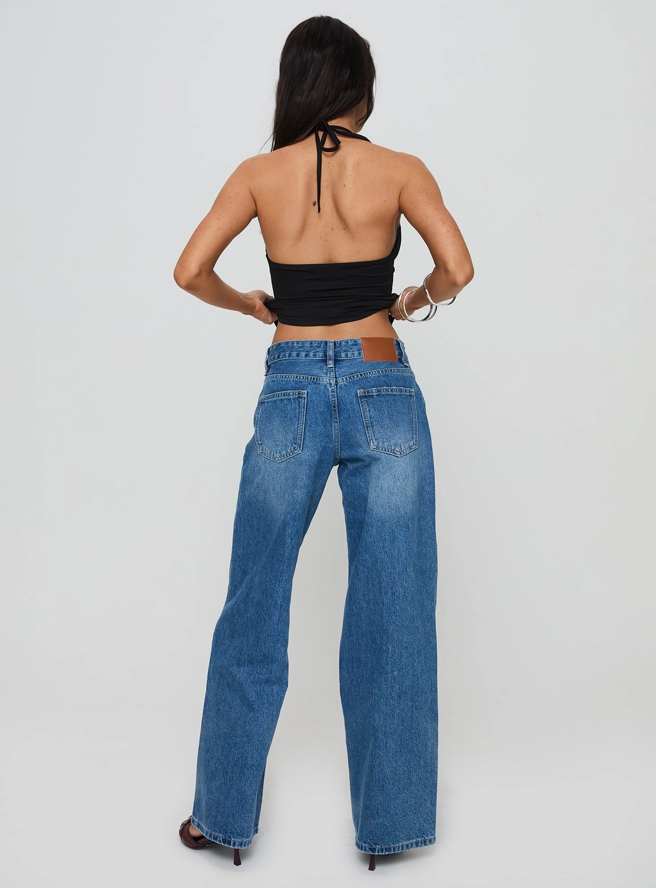 Serenitia Mid Rise Relaxed Jeans Mid Blue Wash Petite Breathable Work Meeting Relaxed Style