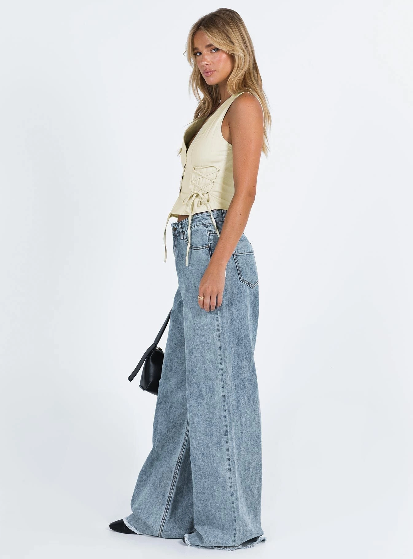Eivissa High Rise Baggy Jeans Faded Denim Streetwear Fan Earthy High Quality