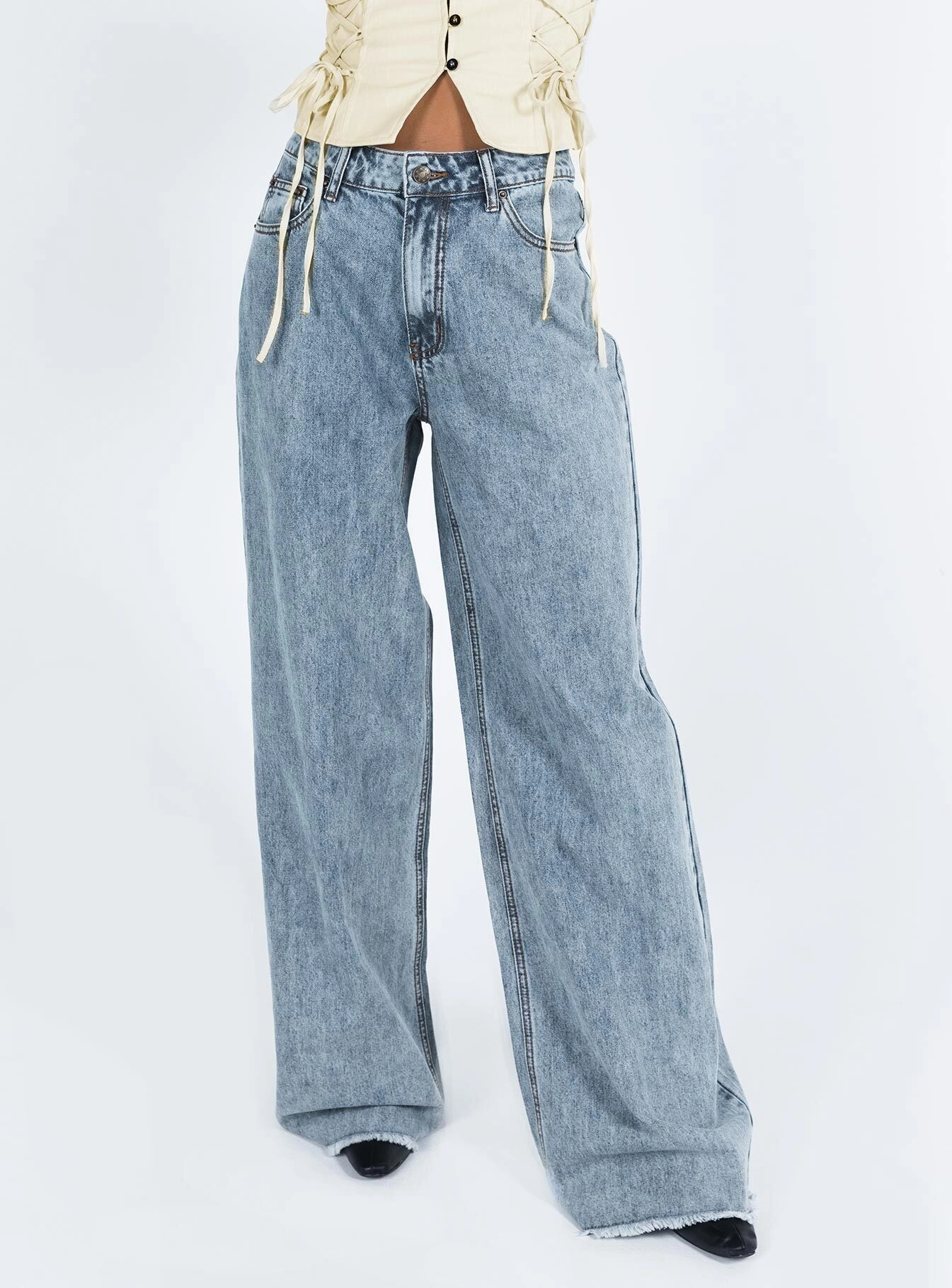 Eco Conscious Denim Eivissa High Rise Baggy Jeans Faded Denim