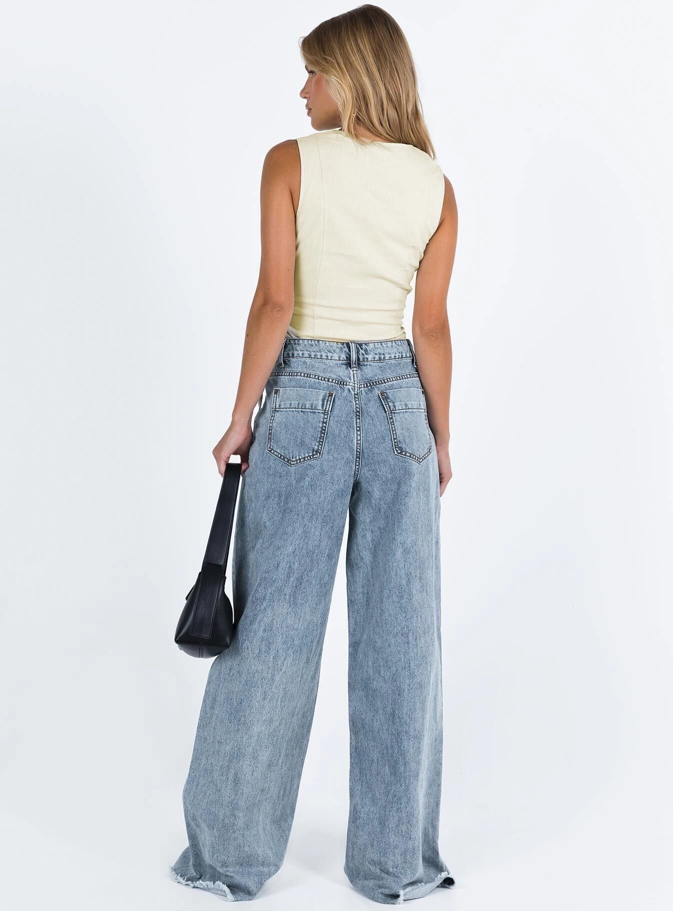 Weekend Wear Day Out Style Eivissa High Rise Baggy Jeans Faded Denim