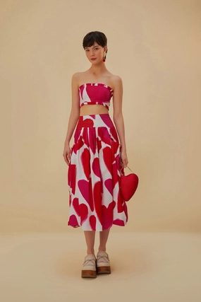 Off-White Painted Hearts Midi Skirt Mix Texture Luxury Trim