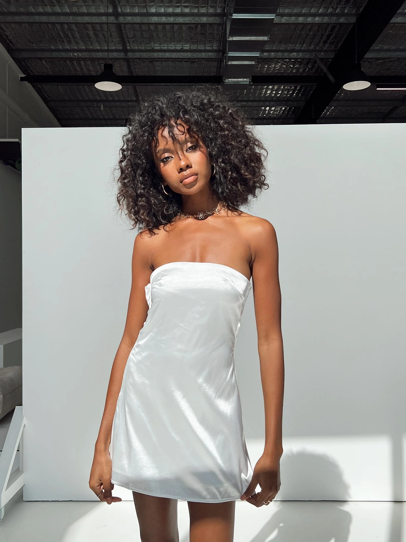 Shaya Strapless Mini Dress White Joy Glow