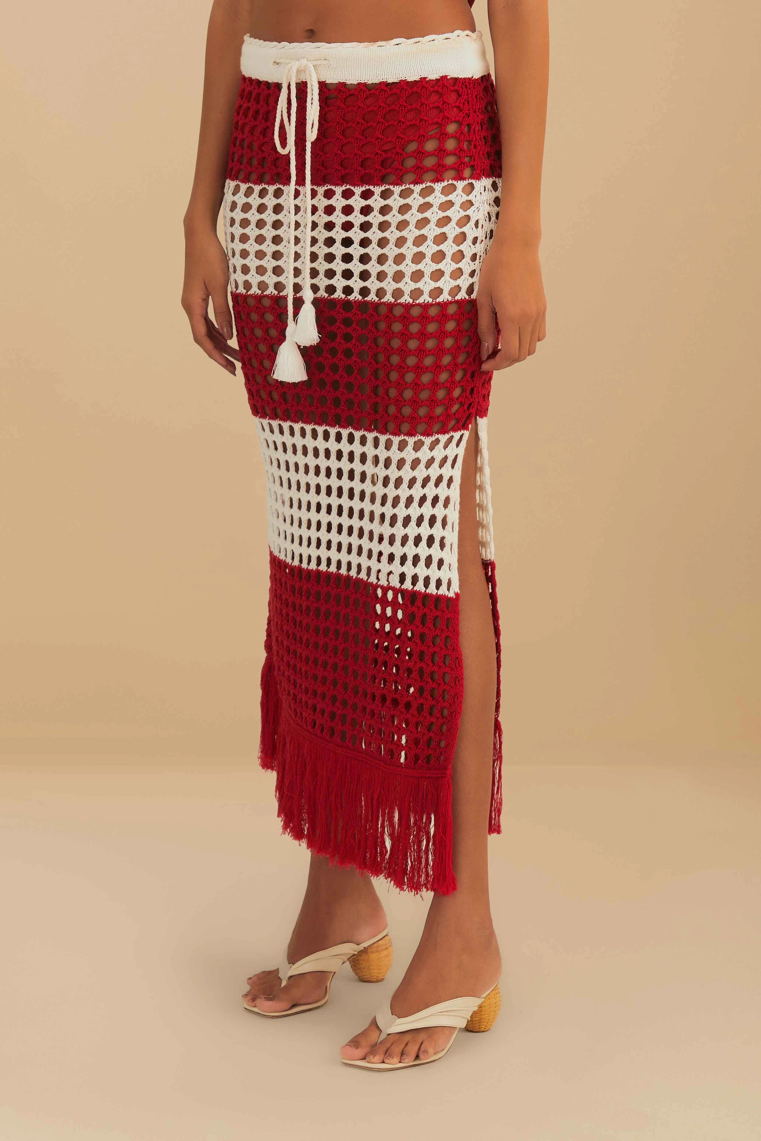 RED STRIPES CROCHET SKIRT City Tones