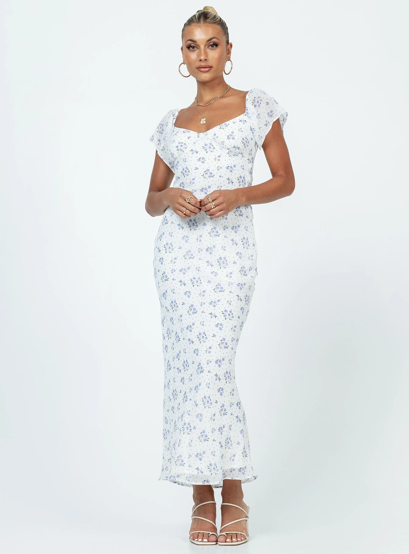 Fresh Texture Lightweight warm-weather dress Hera Maxi Dress White Floral