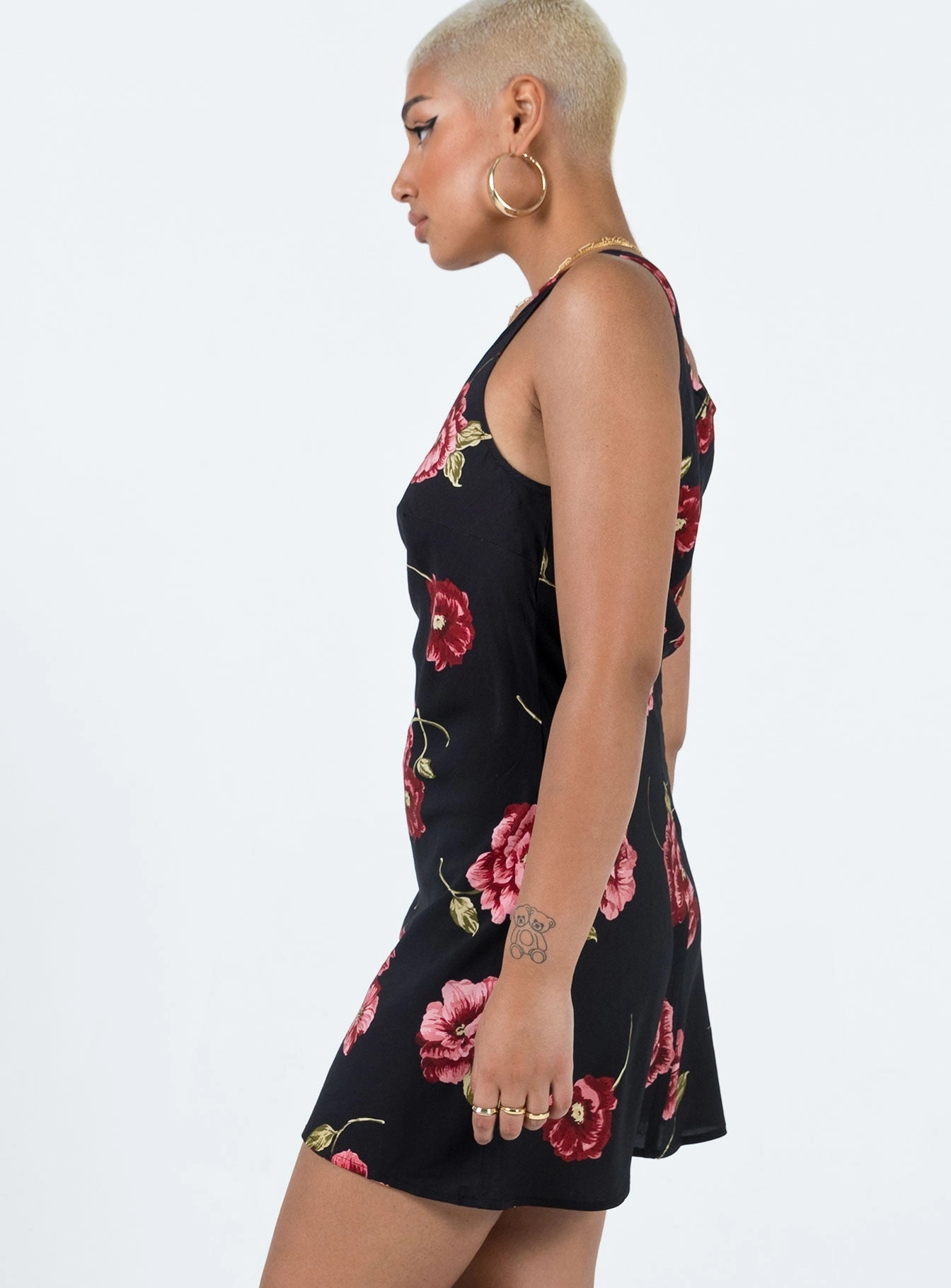 Shelli Vintage Floral Mini Dress Black / Multi Fashionable Comfort Wear