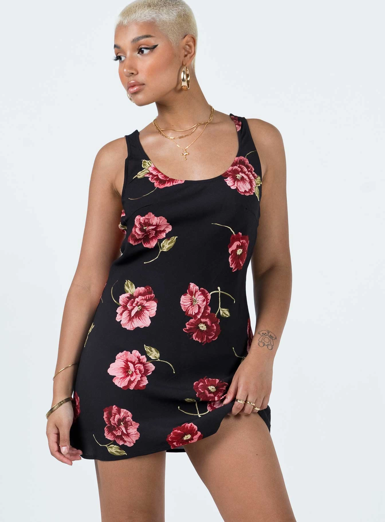 Date Vibe Shelli Vintage Floral Mini Dress Black / Multi