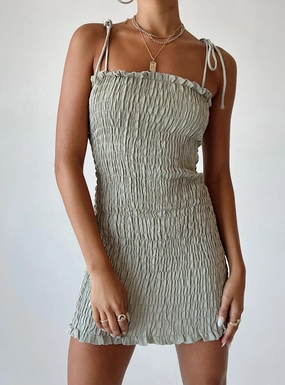 Layered Design Sherry Mini Dress Sage