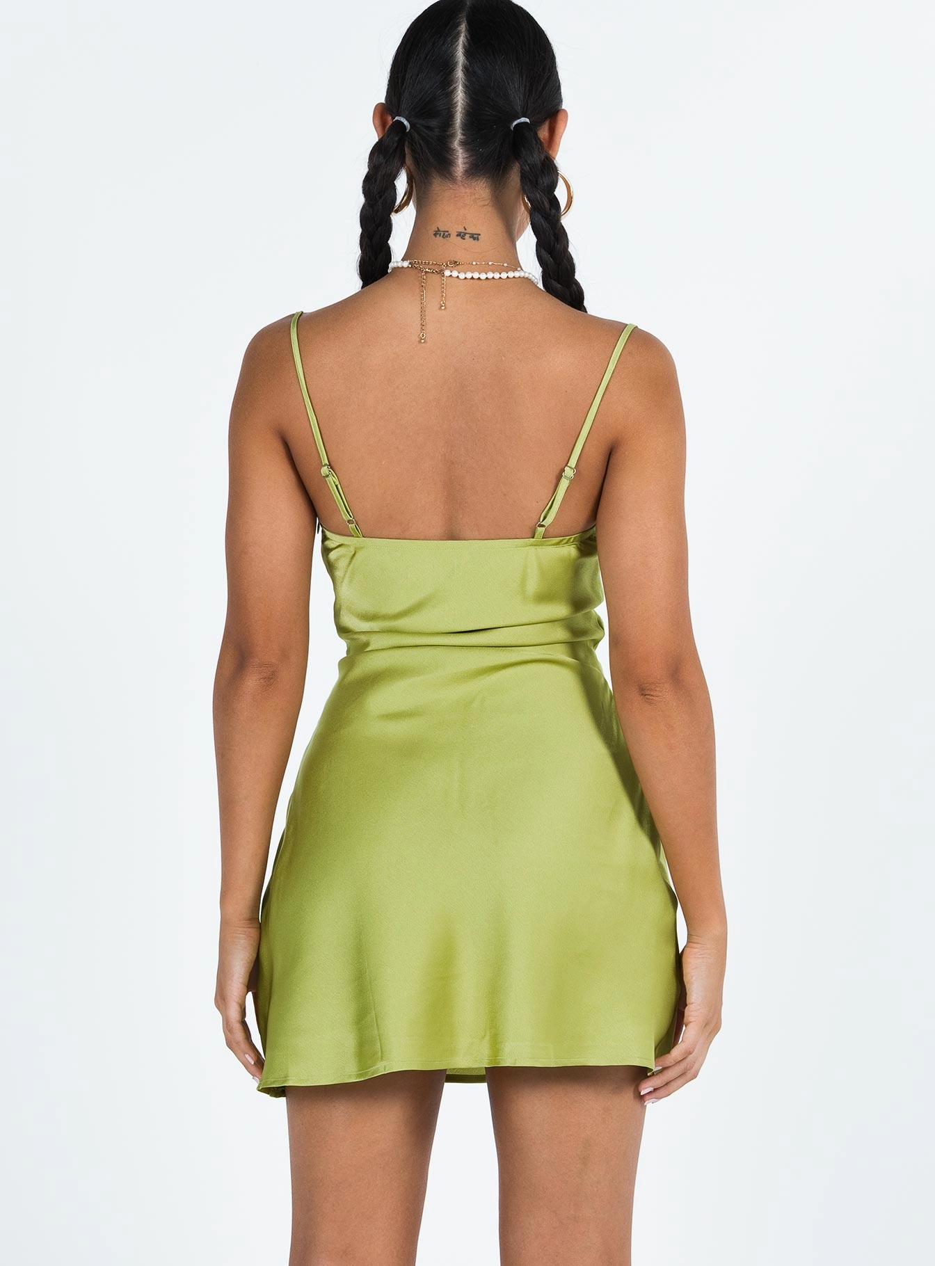 solo wear Beaded-Edge Shilla Mini Dress Green