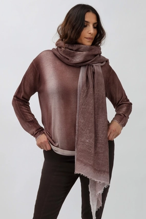 Fashion Essentials Ribbed cuff SHILOH CREW IN HAND-DYED CASHMERE CHOCOLATE PECAN