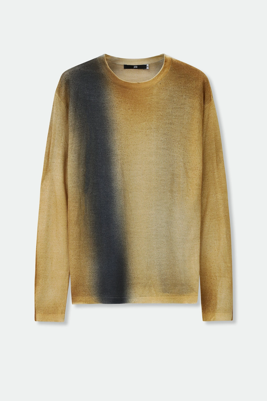 Comfy Warmth SHILOH CREW IN HAND-DYED CASHMERE GOLD CHARCOAL STRIPE