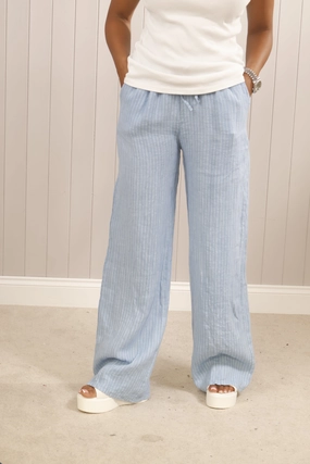 Shiloh Stripe Linen Trousers Denim Seamless Comfort