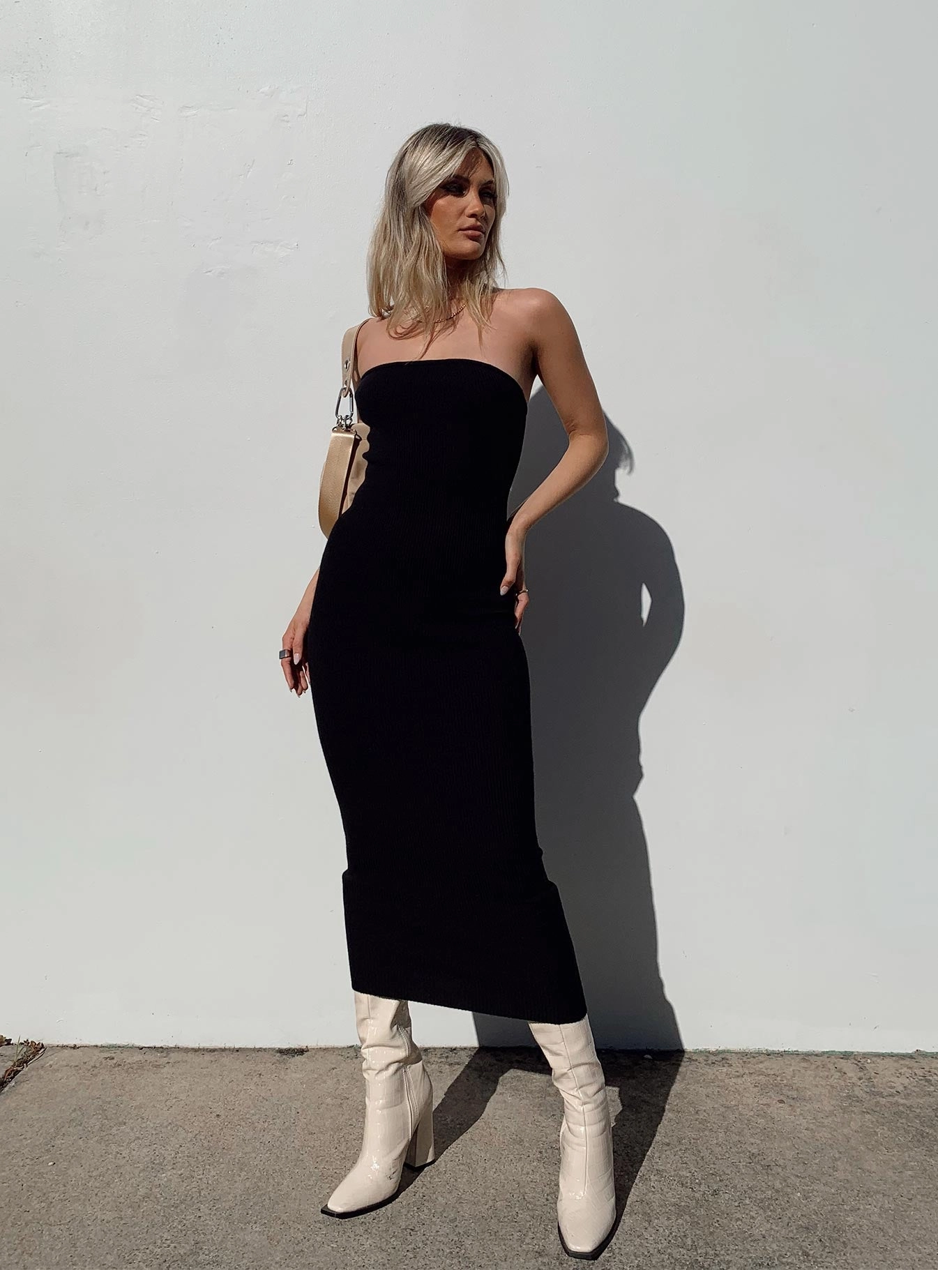 Joslin Strapless Maxi Dress Black Pocket-Detail