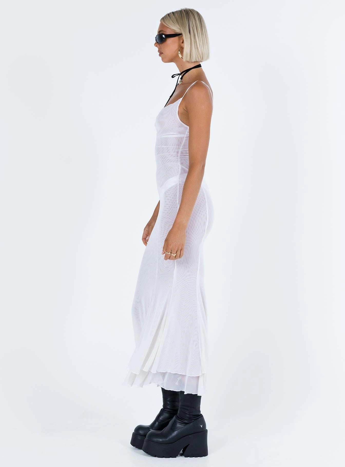 Crinkle Effect Sikora Vintage Maxi Dress White