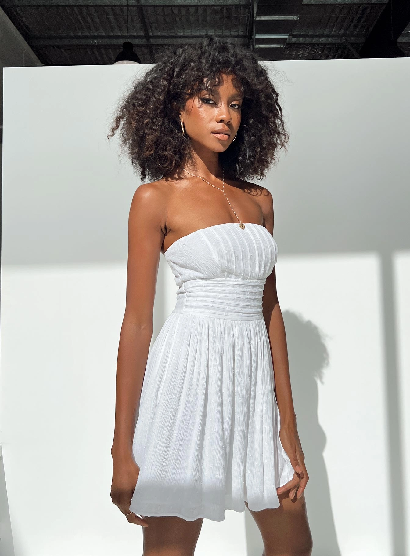 Calm Flow Movement Ready Silva Strapless Mini Dress White
