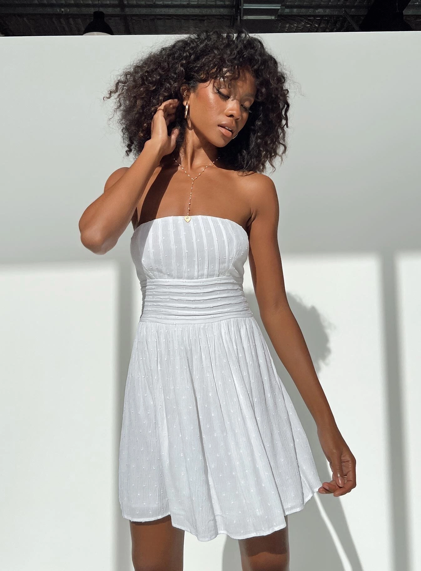 Fresh Energy Silva Strapless Mini Dress White