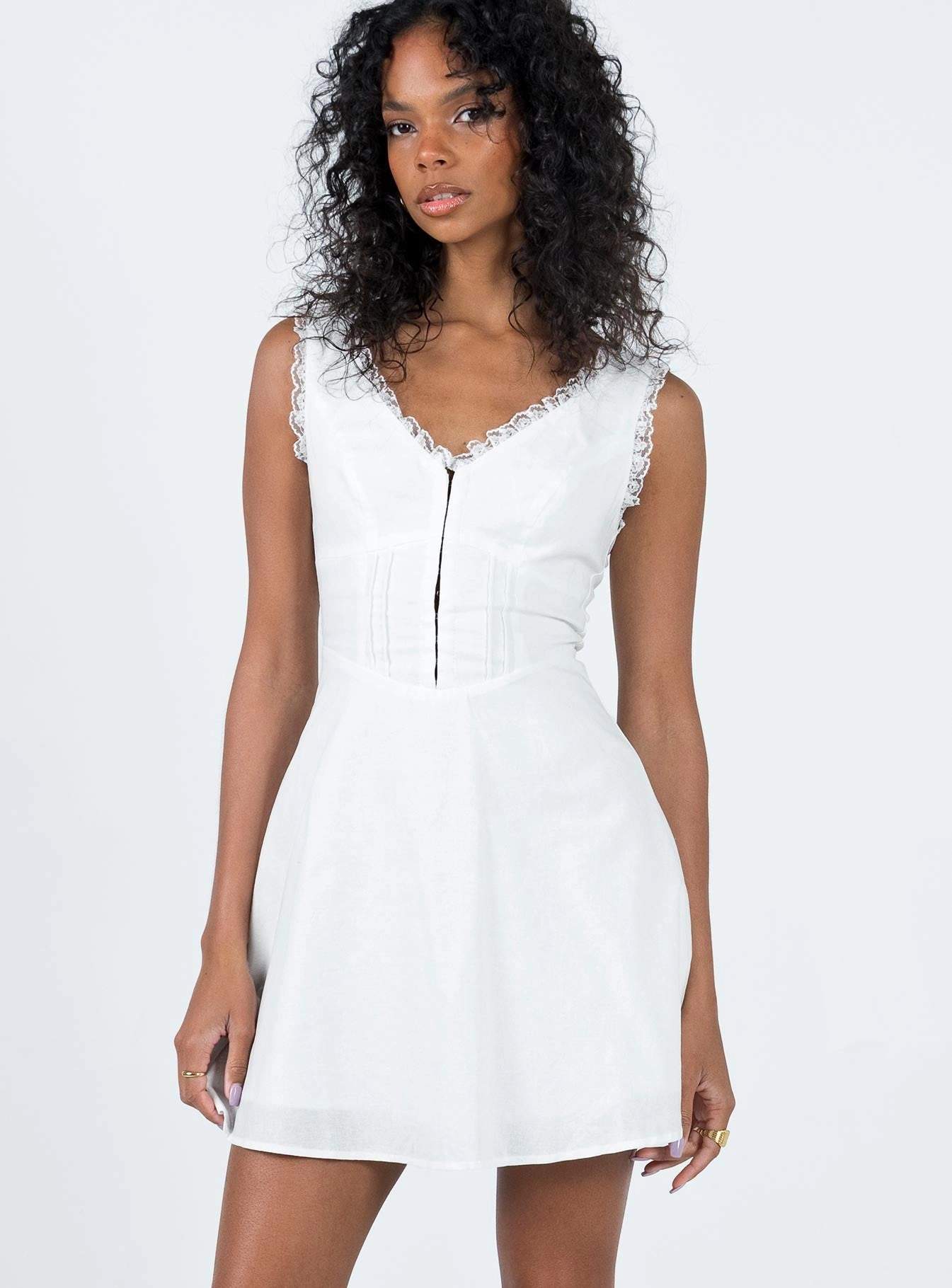 Seamless-Look Empire Waist Silvanna Mini Dress White