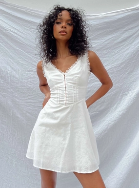 Silvanna Mini Dress White Calm Style Transitional Style