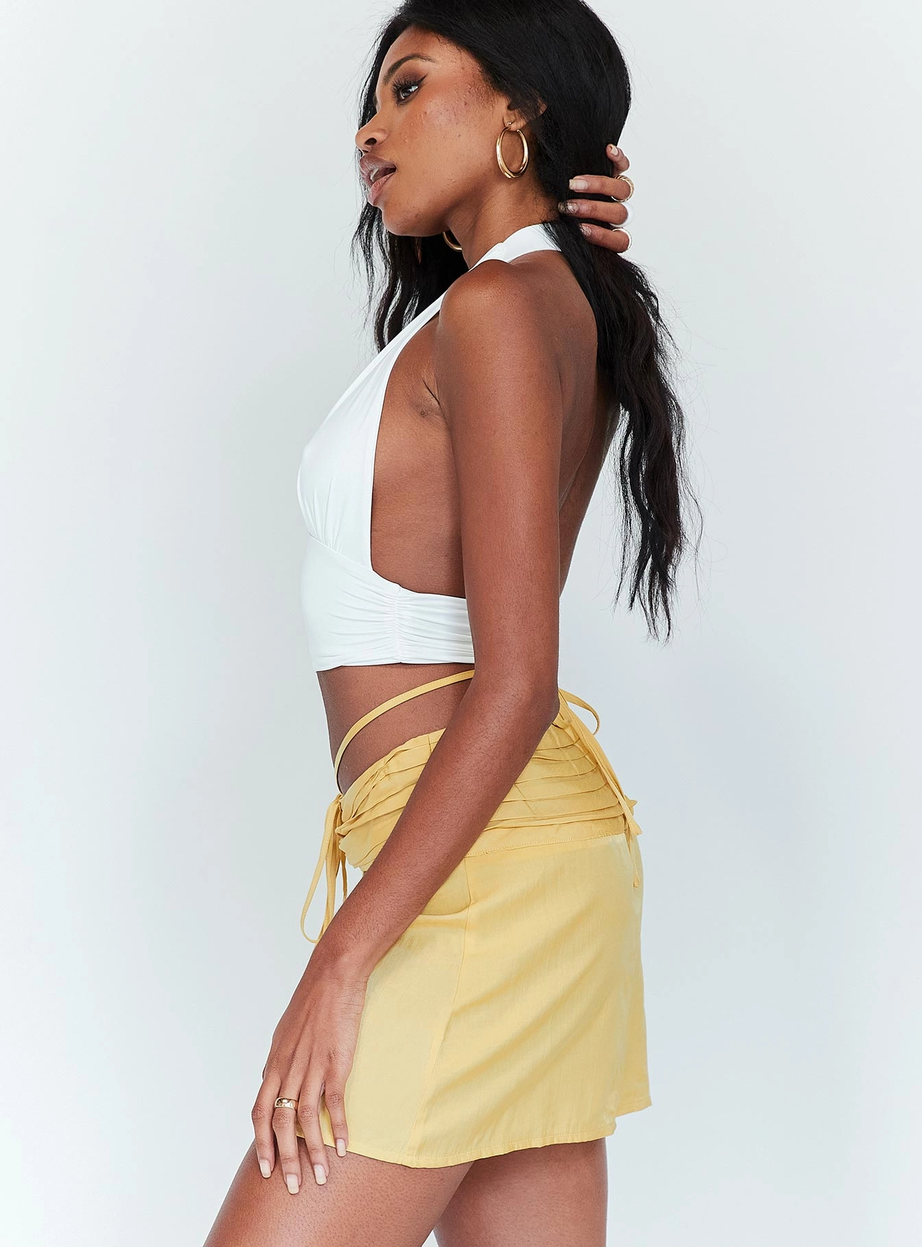 Button Details Simone 2000's Mini Skirt Yellow