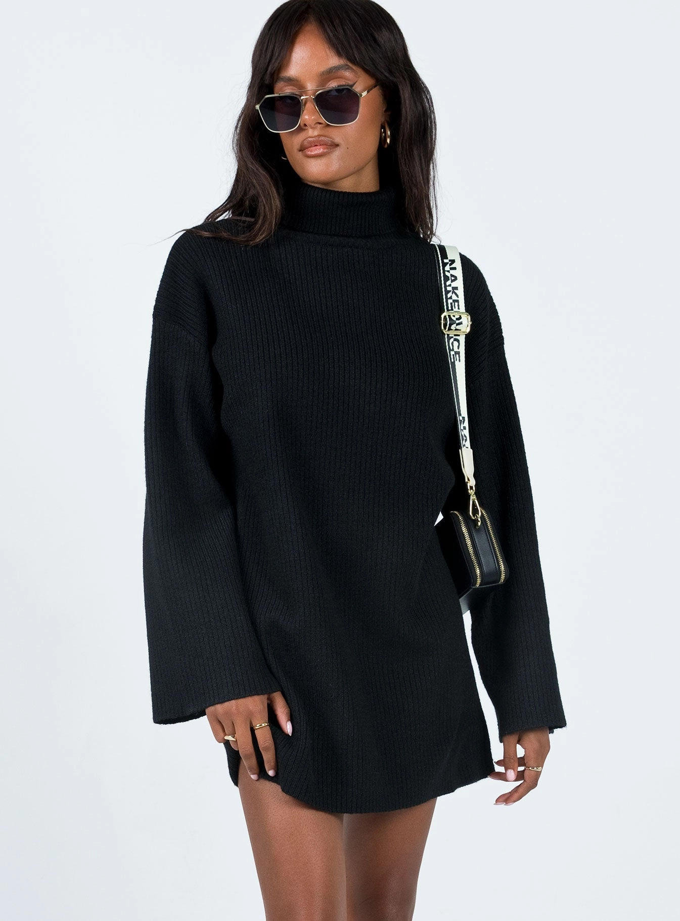 Day Glow Sonelle Knit Mini Dress Black