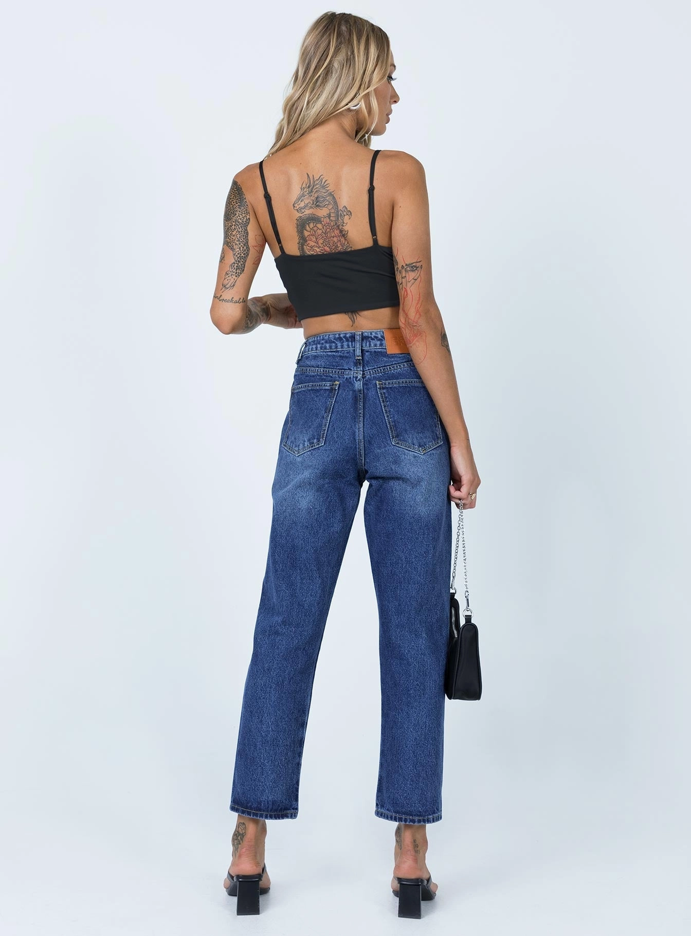 Traveler Gear Nature Lover Night Out Asymmetric Exposed Button Fly Mid Wash Mom Jeans